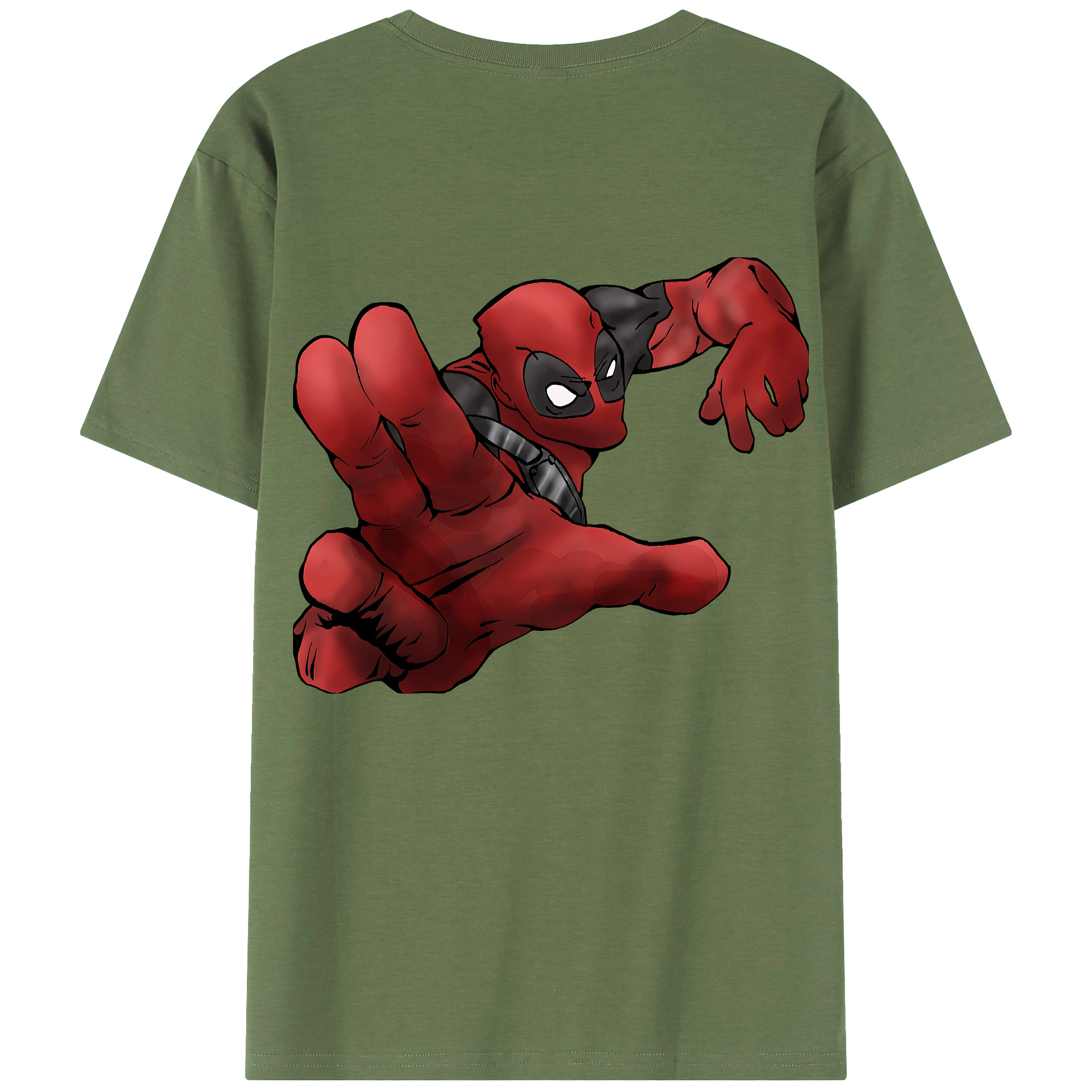 （画像用） Deadpool デッドプール 綿100％ メンズ半袖Tシャツ（バックプリント） 通気性